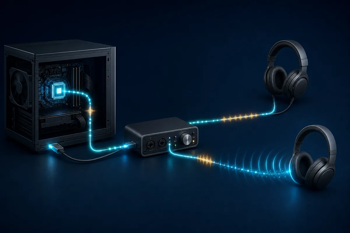短い有線音声経路とバッファーが多い無線経路の比較