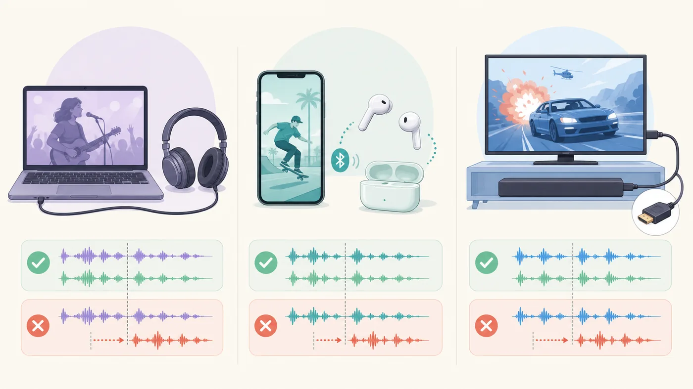 Editorial comparison of wired, Bluetooth, and TV soundbar playback paths